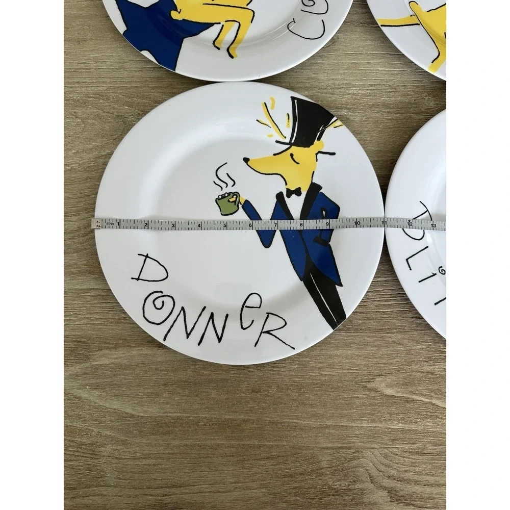 Pottery Barn Kids Santa's Reindeer Melamine Plates Set  Comet Cupid Donner Blitz